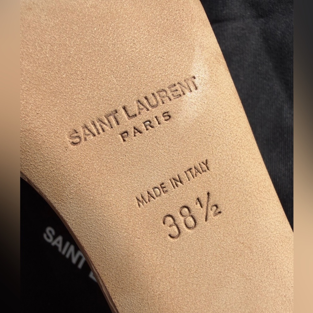 Authentic Saint Laurent Patent Leather Nude Heels, sz 38.5
